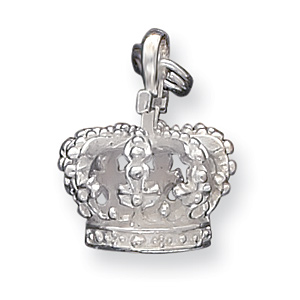 Sterling Silver 3-D Crown Charm 1/2in
