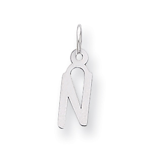 Sterling Silver Small Slanted Block Initial N Charm