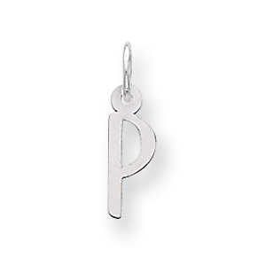 Sterling Silver Small Slanted Block Initial P Charm