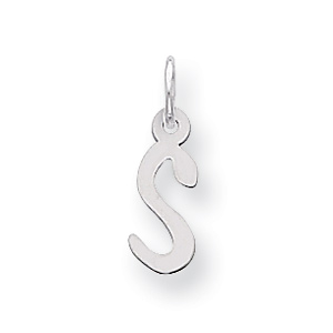 Sterling Silver Small Slanted Block Initial S Charm
