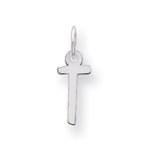Sterling Silver Small Slanted Block Initial T Charm