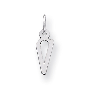Sterling Silver Small Slanted Block Initial V Charm