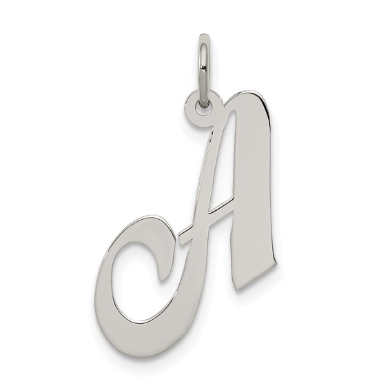 Sterling Silver Medium Fancy Script Initial A Charm
