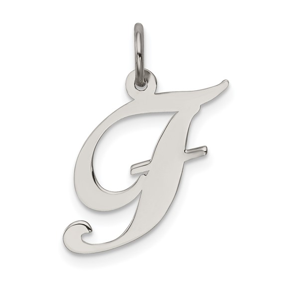 Sterling Silver Medium Fancy Script Initial F Charm