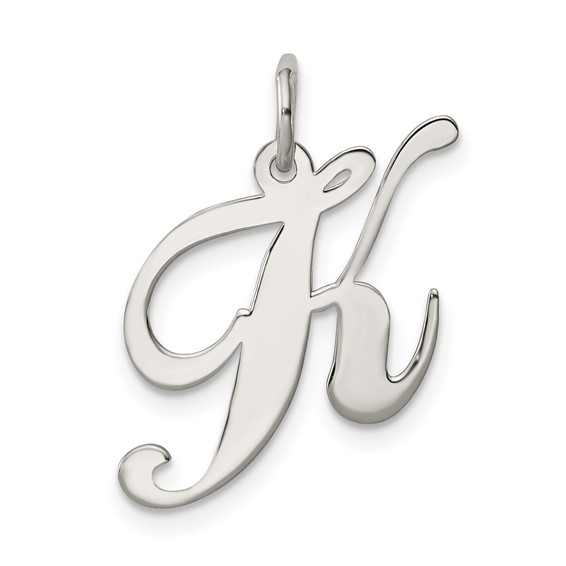 Sterling Silver Medium Fancy Script Initial K Charm