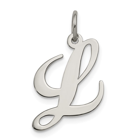 Sterling Silver Medium Fancy Script Initial L Charm