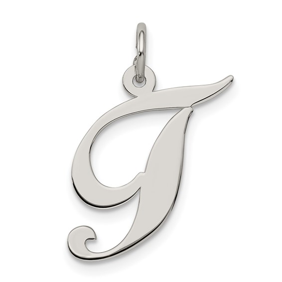 Sterling Silver Medium Fancy Script Initial T Charm