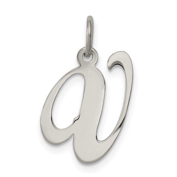 Sterling Silver Medium Fancy Script Initial V Charm