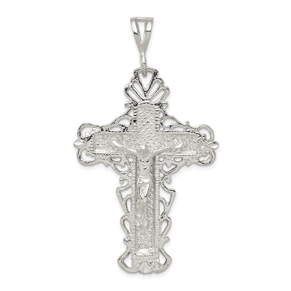 2 3/8in Diamond-Cut Crucifix - Sterling Silver