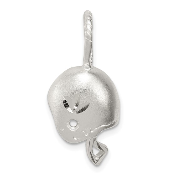Sterling Silver Satin Diamond Cut Football Helmet Charm