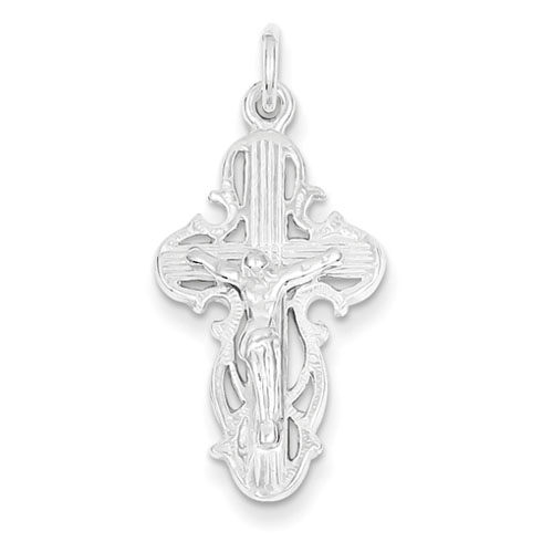 Sterling Silver 1in Fancy Budded Cut-Out Crucifix