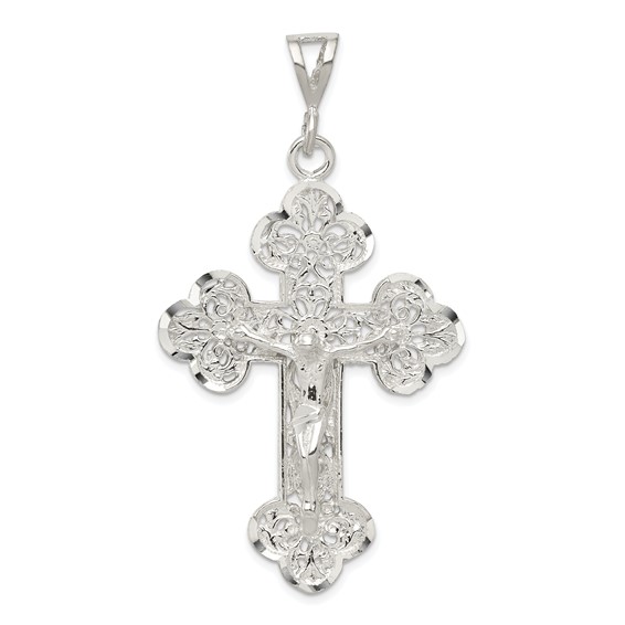Sterling Silver 2 1/2in Jumbo Budded Crucifix