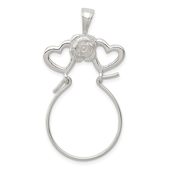 Sterling Silver Heart Charm Holder with Flower