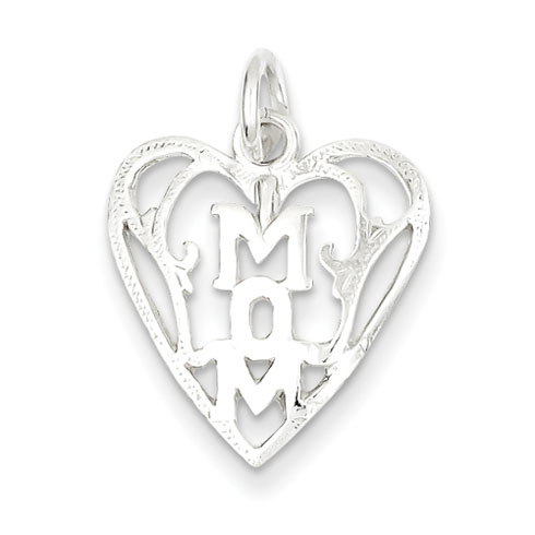 Sterling Silver Mom in Heart Pendant