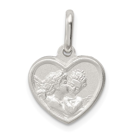 Sterling Silver 7/16in Italian Angel in Heart Charm