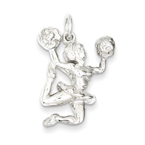 Sterling Silver 1in Leaping Cheerleader Pendant