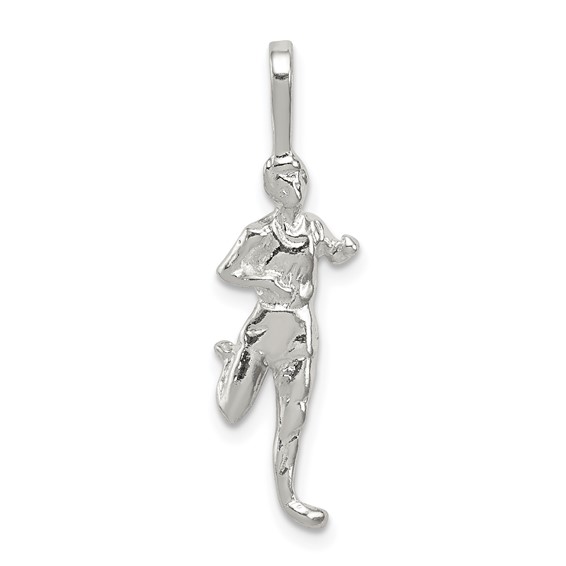 Sterling Silver Runner Pendant with Polished Finish 7/8in