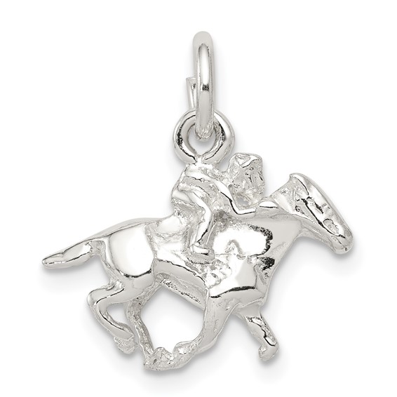 Sterling Silver Horse with Rider Charm