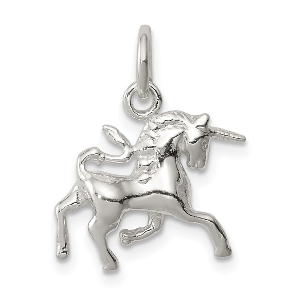 Sterling Silver 1/2in 3-D Unicorn Charm