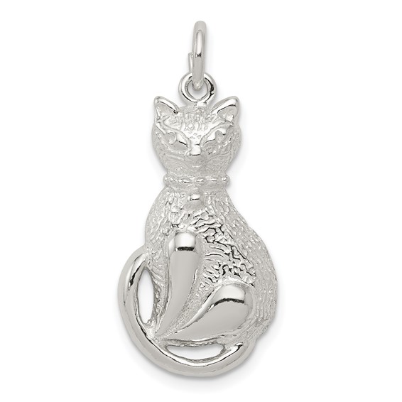 Sterling Silver Cat with Curled Tail Charm
