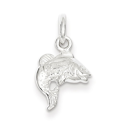 Sterling Silver 1/2in 3-D Fish Charm