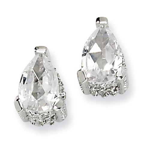 Sterling Silver Pear-shape Rose-cut CZ Post Earrings
