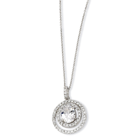 Sterling Silver Circle CZ 18in Necklace
