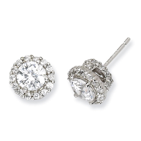 Sterling Silver Cubic Zirconia Halo Earrings