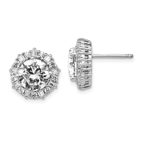 Sterling Silver 13mm CZ Post Earrings