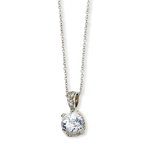 Sterling Silver CZ Solitaire Necklace