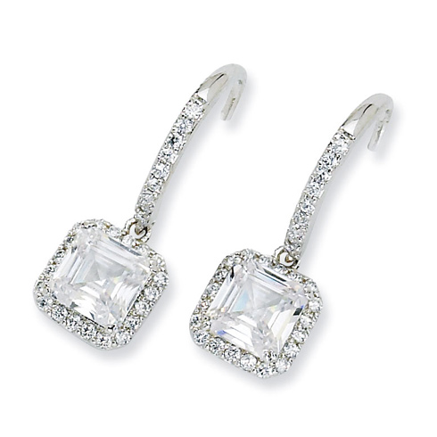 Sterling Silver Square CZ Wire Earrings