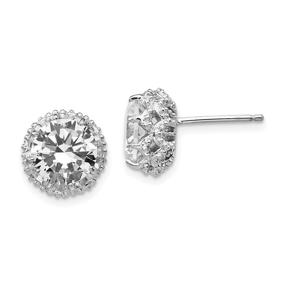 Sterling Silver 8 ct Cubic Zirconia Post Earrings