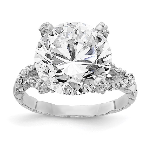 Sterling Silver Brilliant-cut Round Cubic Zirconia Ring