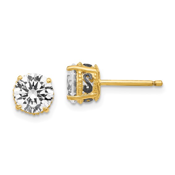 Gold-plated & Black-plated Sterling Silver 6.5mm CZ Stud Earrings