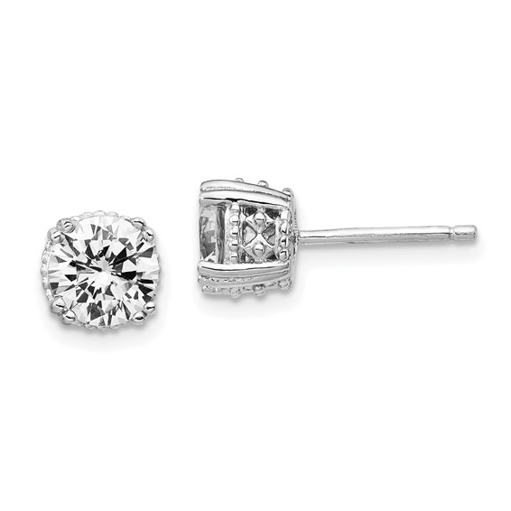 Sterling Silver Cheryl M 6.5mm CZ Stud Earrings