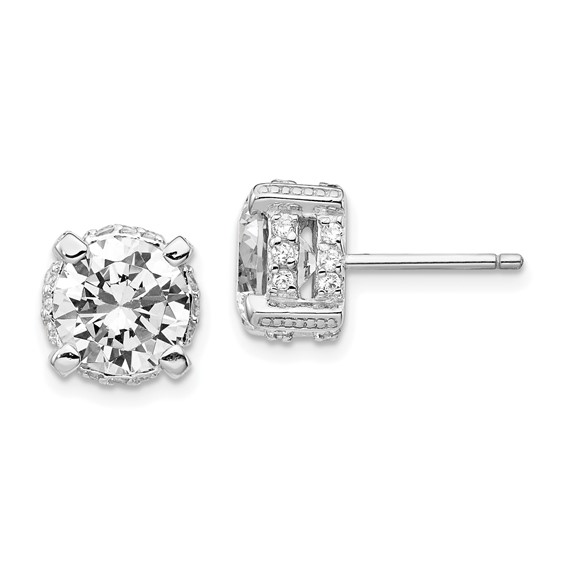 Sterling Silver 8mm CZ Fancy Stud Earrings