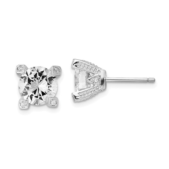 Sterling Silver 8mm CZ Stud Earrings