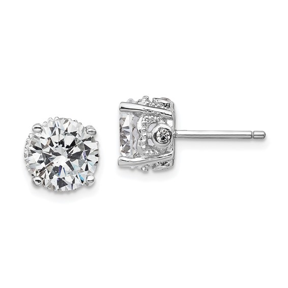 Sterling Silver Cheryl M 8mm CZ Stud Earrings