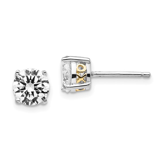 Sterling Silver & Gold-plated XO 6.5mm CZ Stud Earrings