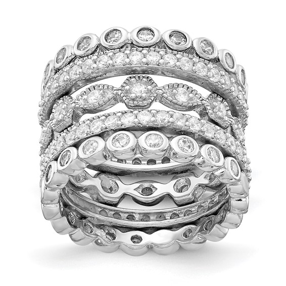Sterling Silver Five-Piece Eternity Ring Set