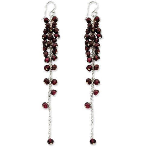 Dangle Garnet Earrings - Sterling Silver