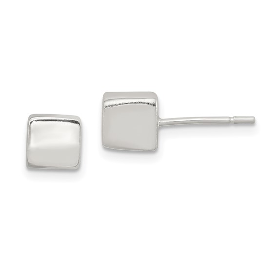 Sterling Silver Polished 6mm Cube Earrings