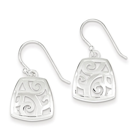 Sterling Silver Fancy Scroll Shepherd Hook Earrings 1in