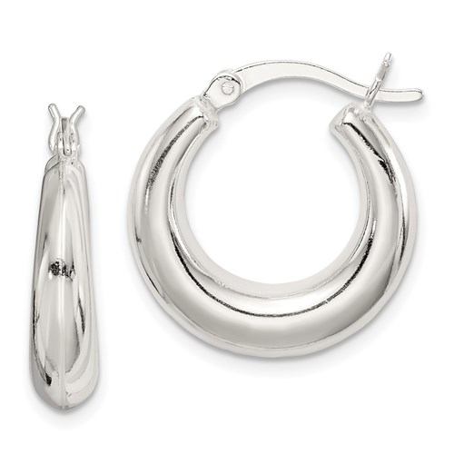 Sterling Silver 3/4in Hollow Tapered Hoop Earrings