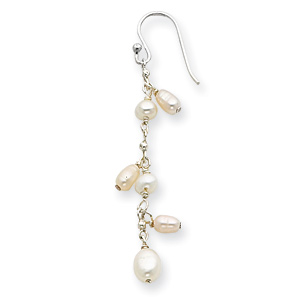 Sterling Silver White Freshwater Cultured Pearl Earrings Shepherd Hooks