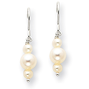 Sterling Silver Freshwater Cultured Pearl Stacked Dangle Earrings