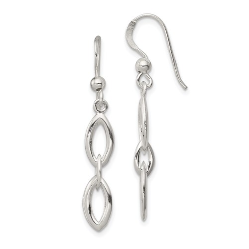 Sterling Silver Open Pointed Accents Dangle Earrings
