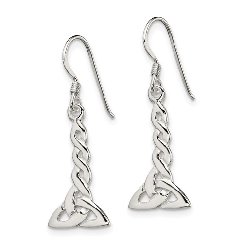 Sterling Silver Polished Celtic Knot Dangle Earrings