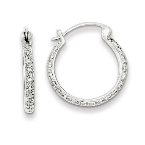 Sterling Silver .01 ct Diamond Hoop Earrings