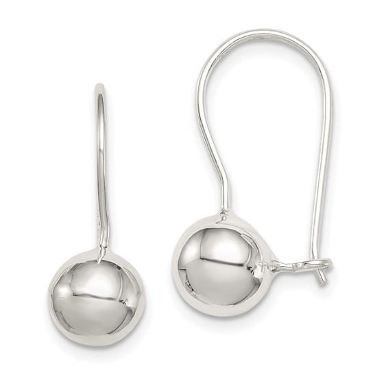 Sterling Silver 8mm Ball Kidney Wire Earrings